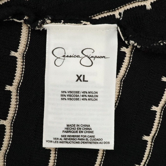 Jessica Simpson Sweater Dress Womens XL Black Ivory Stripes Knit Fit n Flare - Picture 10 of 12